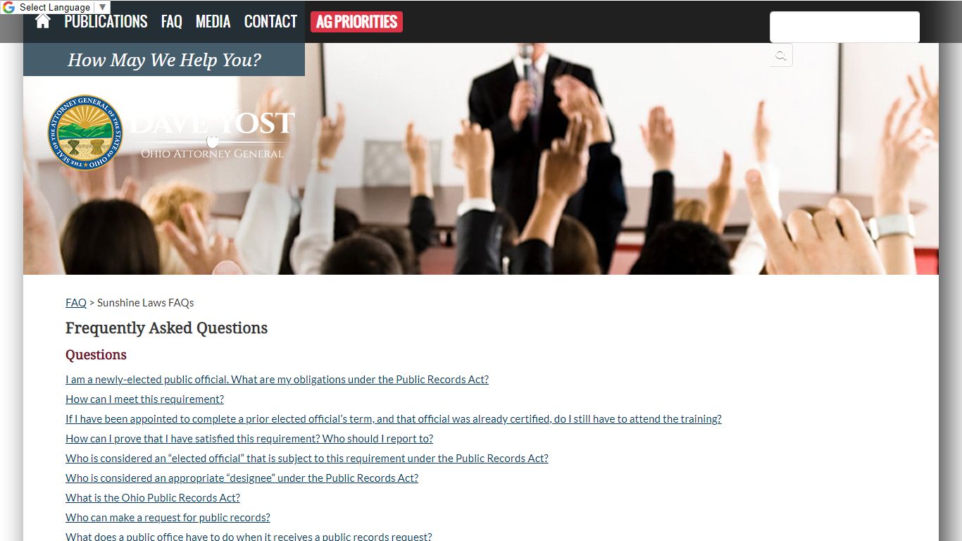 Sunshine Laws FAQs - Ohio Attorney General Dave Yost